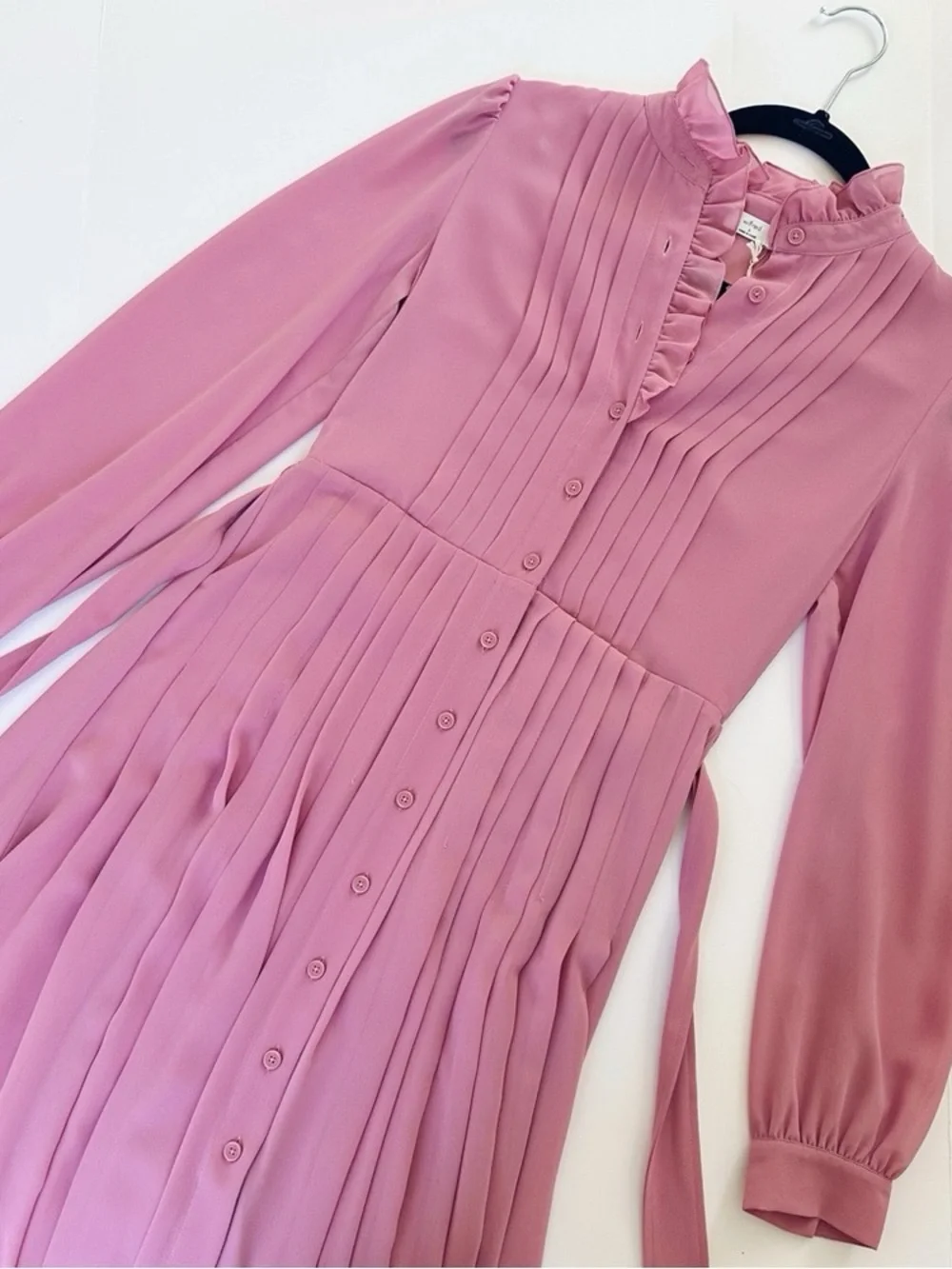 Aritzia Wilfred Salon Chiffon Button-up Maxi Shirt Dress Frozen Berry - Picture 5 of 10